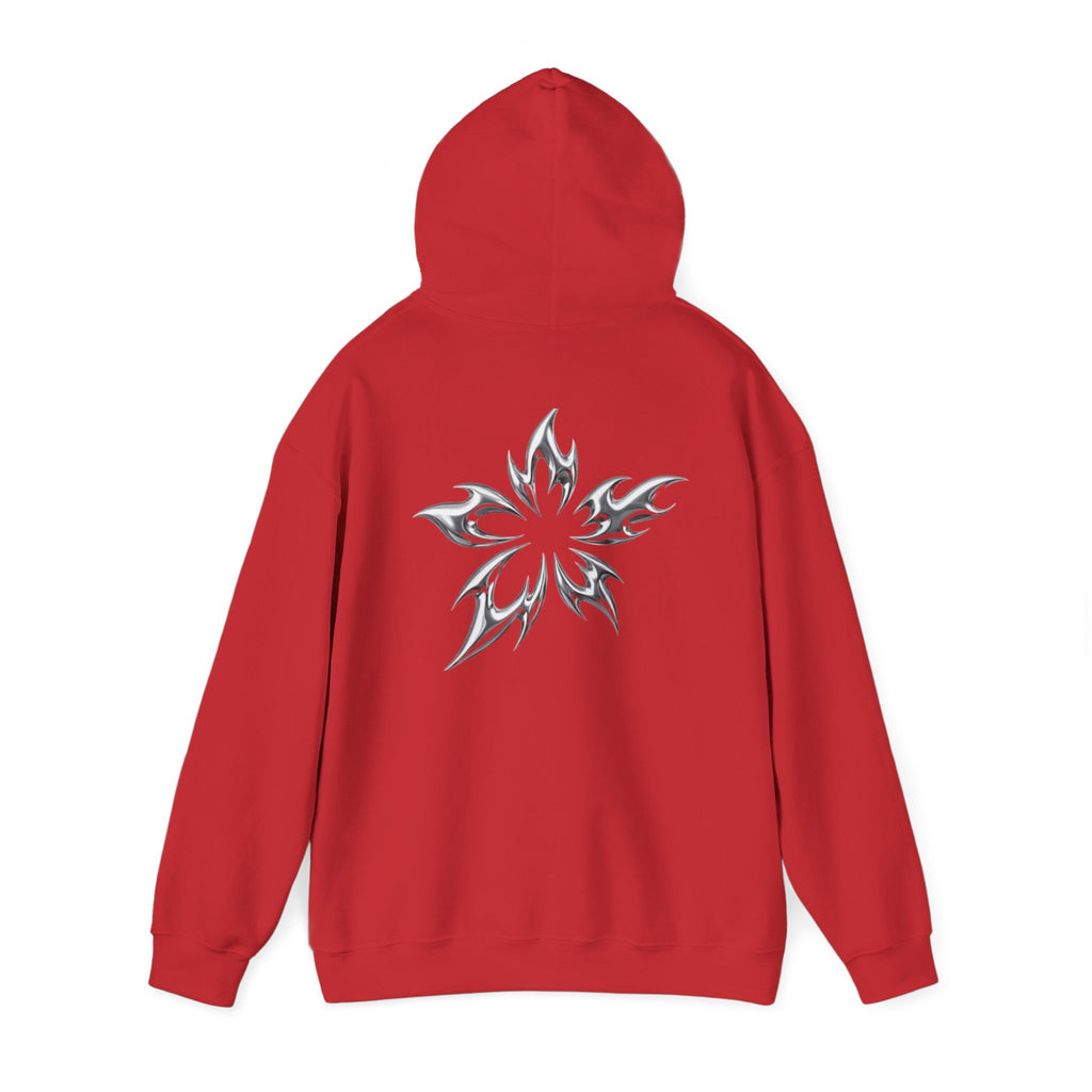 Tribal Flame Star Hoodie — Minimal Black Graphic Pullover