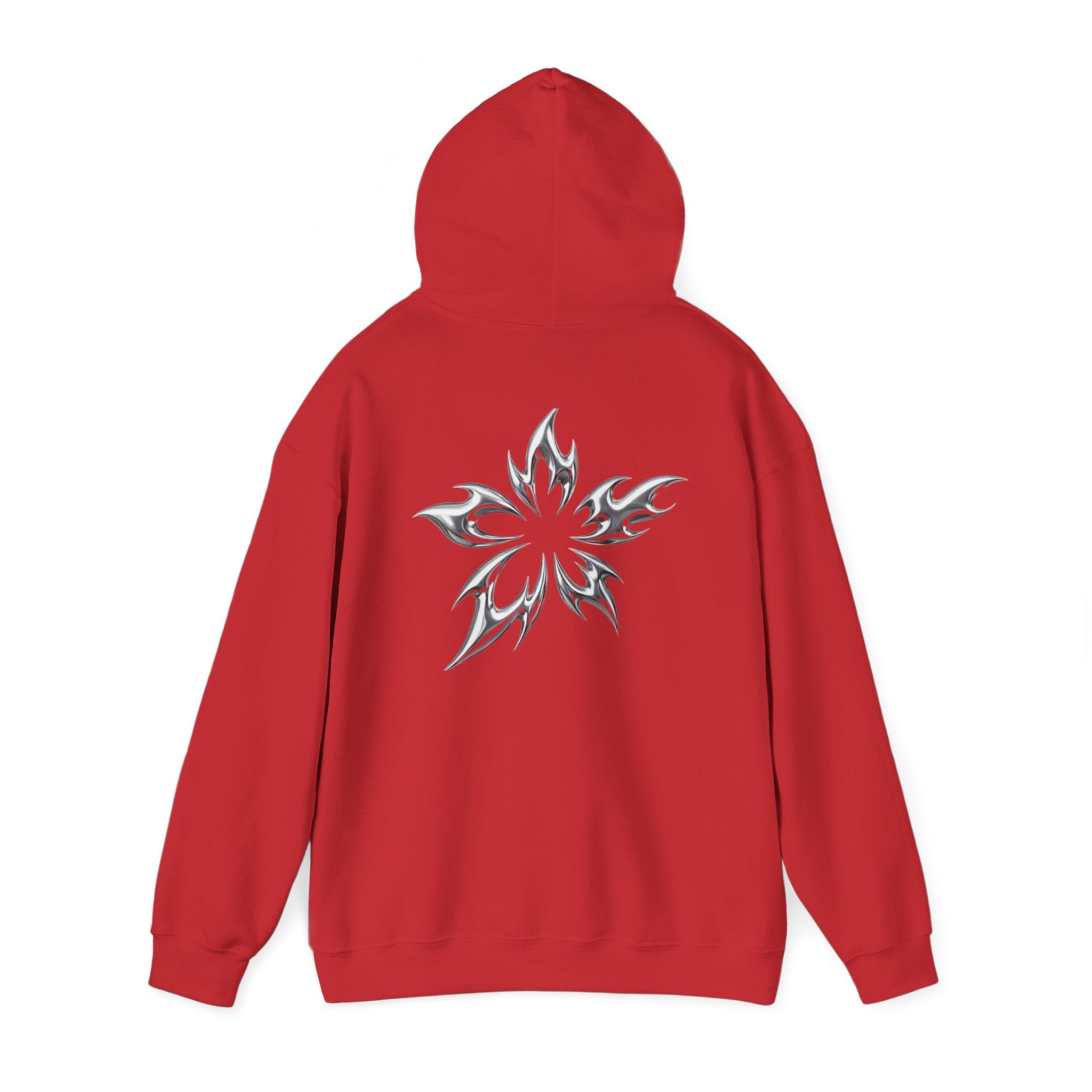 Tribal Flame Star Hoodie — Minimal Black Graphic Pullover