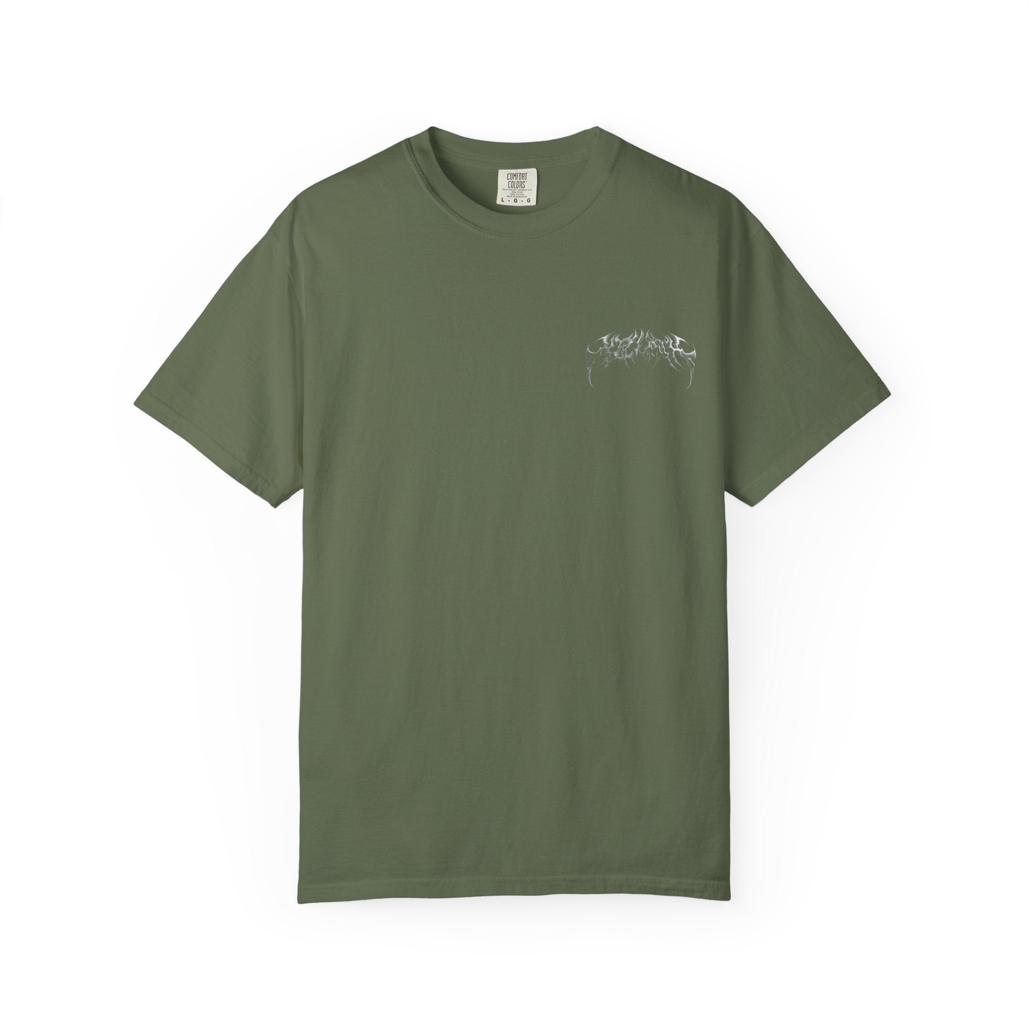 Olive Green T-Shirt with Subtle Chest Graphic — Casual Everyday Tee