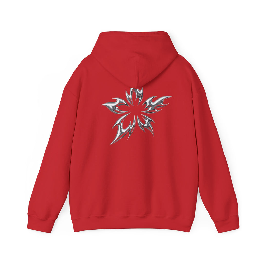 Tribal Flame Star Hoodie — Minimal Black Graphic Pullover