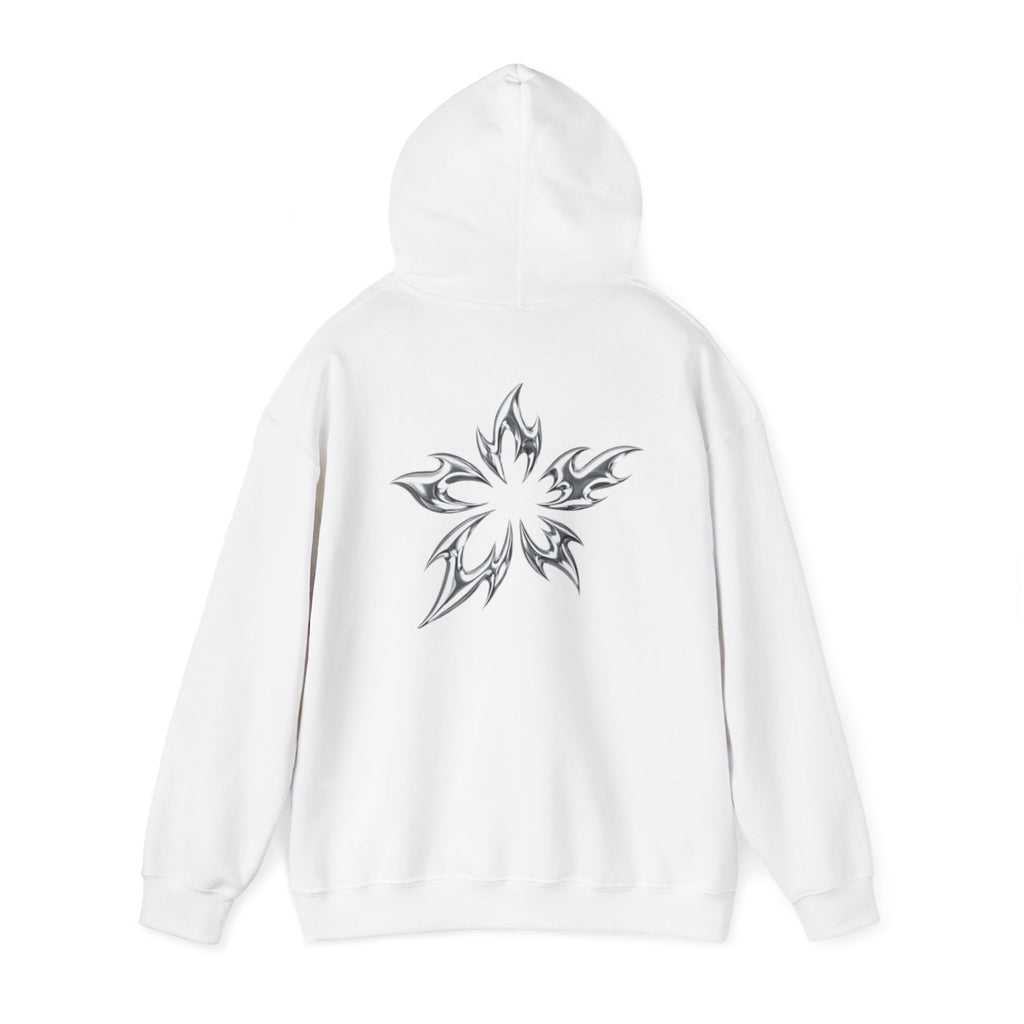 Tribal Flame Star Hoodie — Minimal Black Graphic Pullover