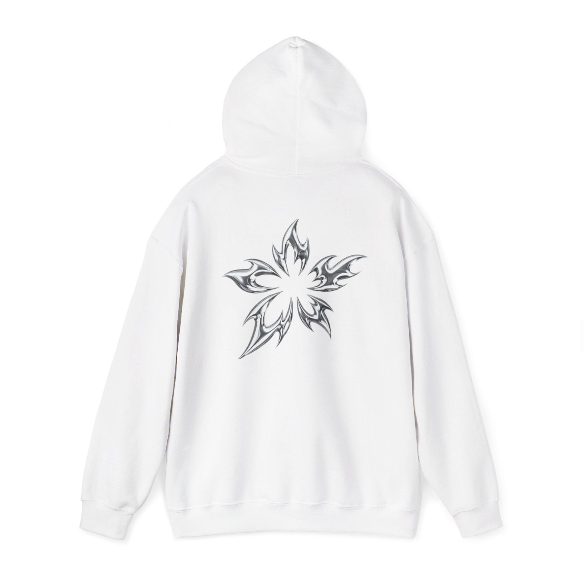 Tribal Flame Star Hoodie — Minimal Black Graphic Pullover